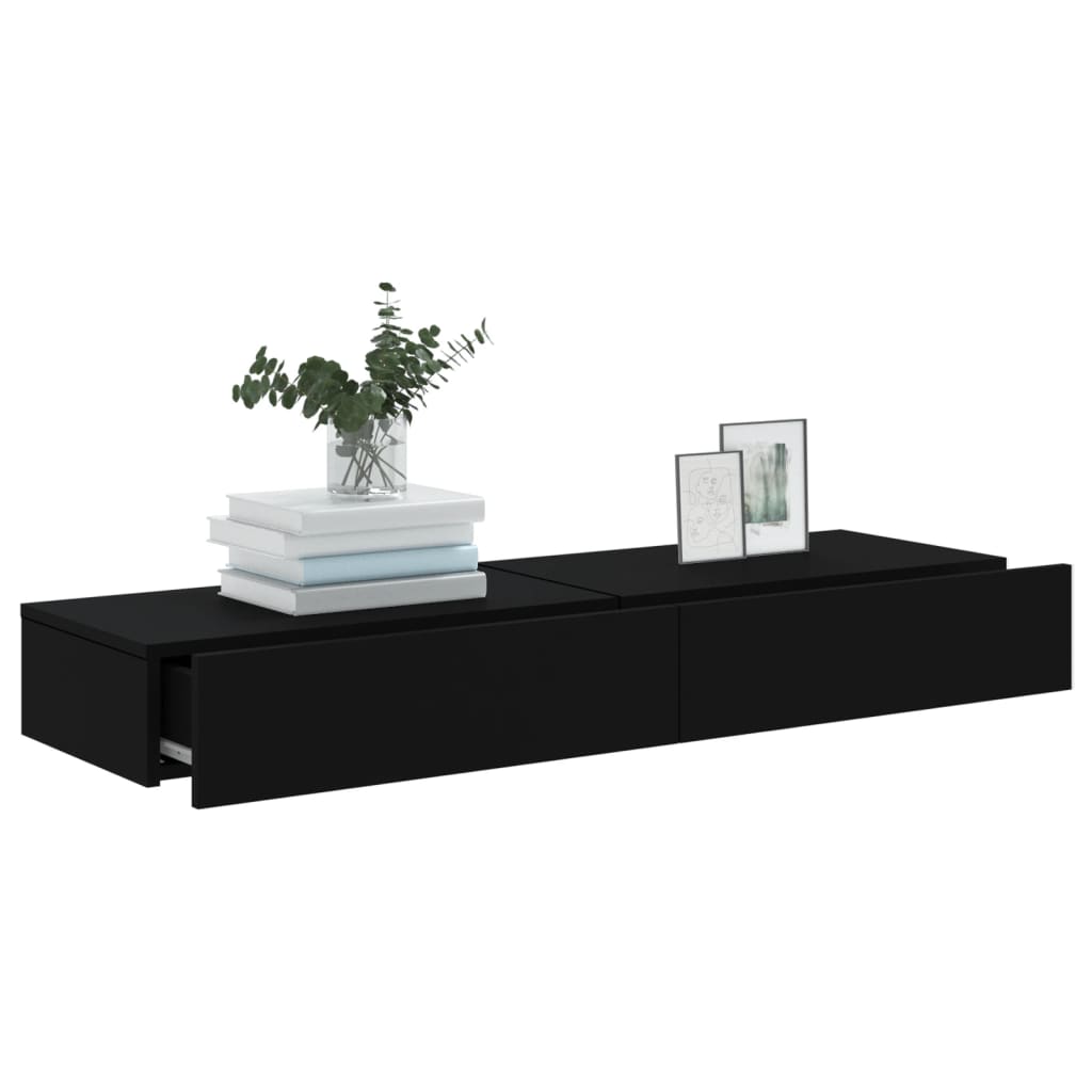 Tv-meubelen 2 st met LED-verlichting 60x35x15,5 cm zwart 2 60 x 35 x 15.5 cm Zwart