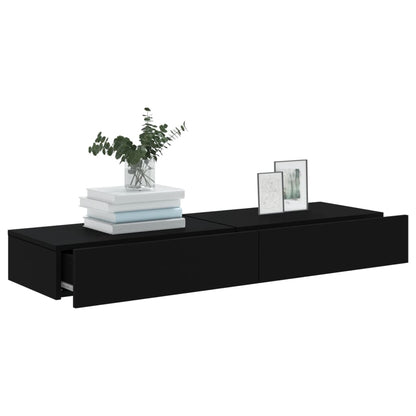 Tv-meubelen 2 st met LED-verlichting 60x35x15,5 cm zwart 2 60 x 35 x 15.5 cm Zwart