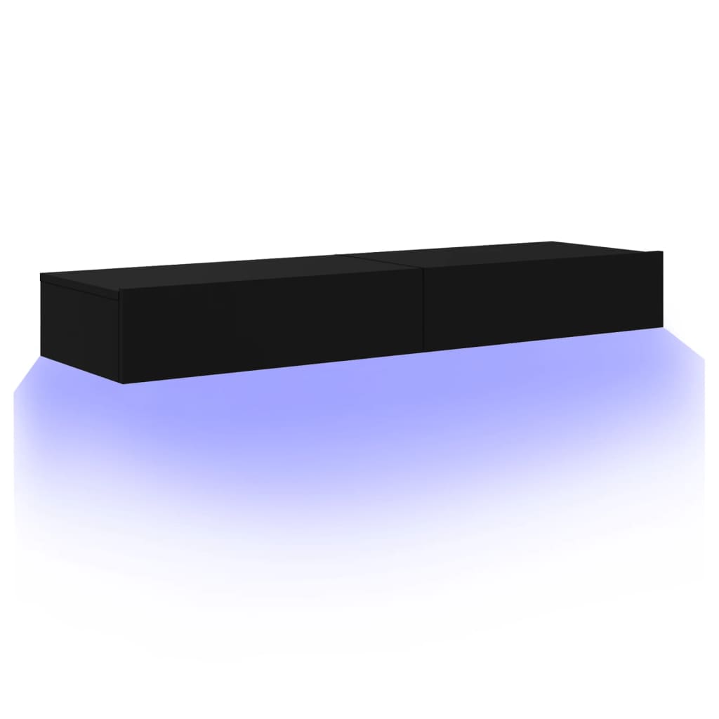 Tv-meubelen 2 st met LED-verlichting 60x35x15,5 cm zwart 2 60 x 35 x 15.5 cm Zwart