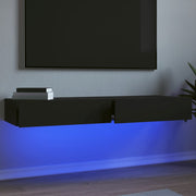 Tv-meubels 2 st 60x35x15,5 cm zwart met LED