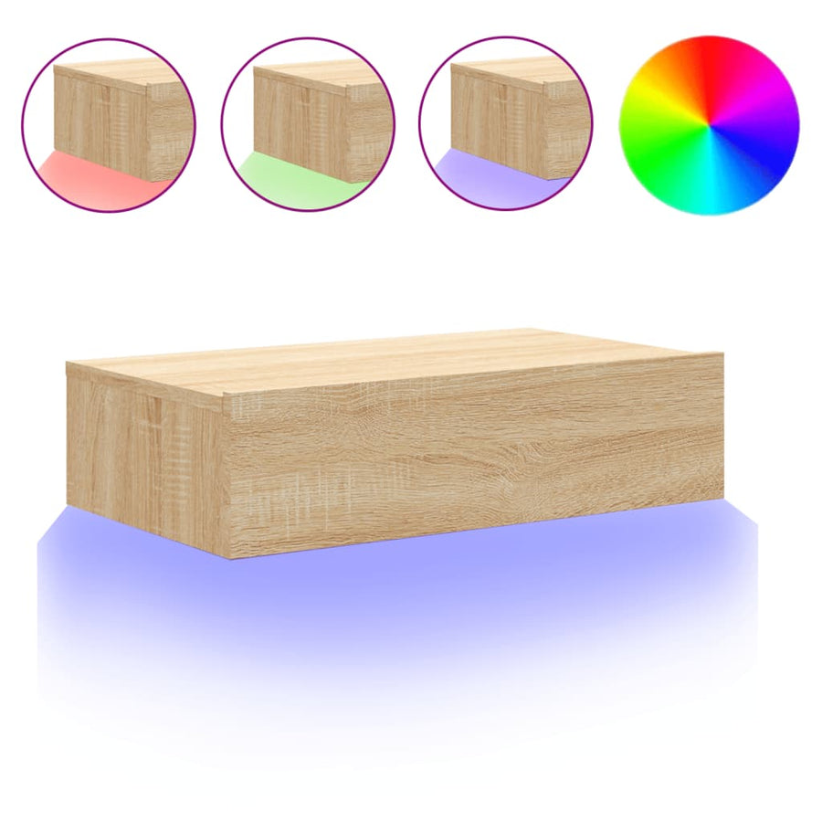 Tv-meubel met LED-verlichting 60x35x15,5 cm sonoma eikenkleurig 60 x 35 x 15.5 cm Sonoma eiken