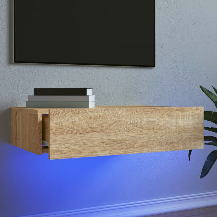 Tv-meubel met LED-verlichting 60x35x15,5 cm sonoma eikenkleurig 60 x 35 x 15.5 cm Sonoma eiken