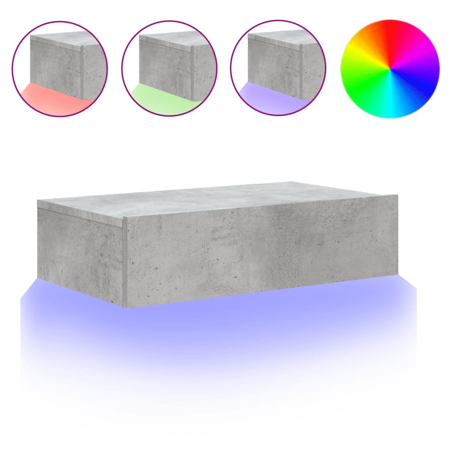 Tv-meubel met LED-verlichting 60x35x15,5 cm betongrijs 60 x 35 x 15.5 cm Betongrijs