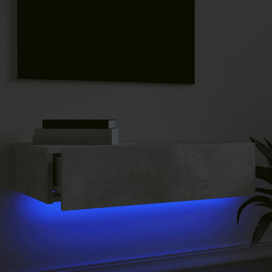 Tv-meubel met LED-verlichting 60x35x15,5 cm betongrijs 60 x 35 x 15.5 cm Betongrijs