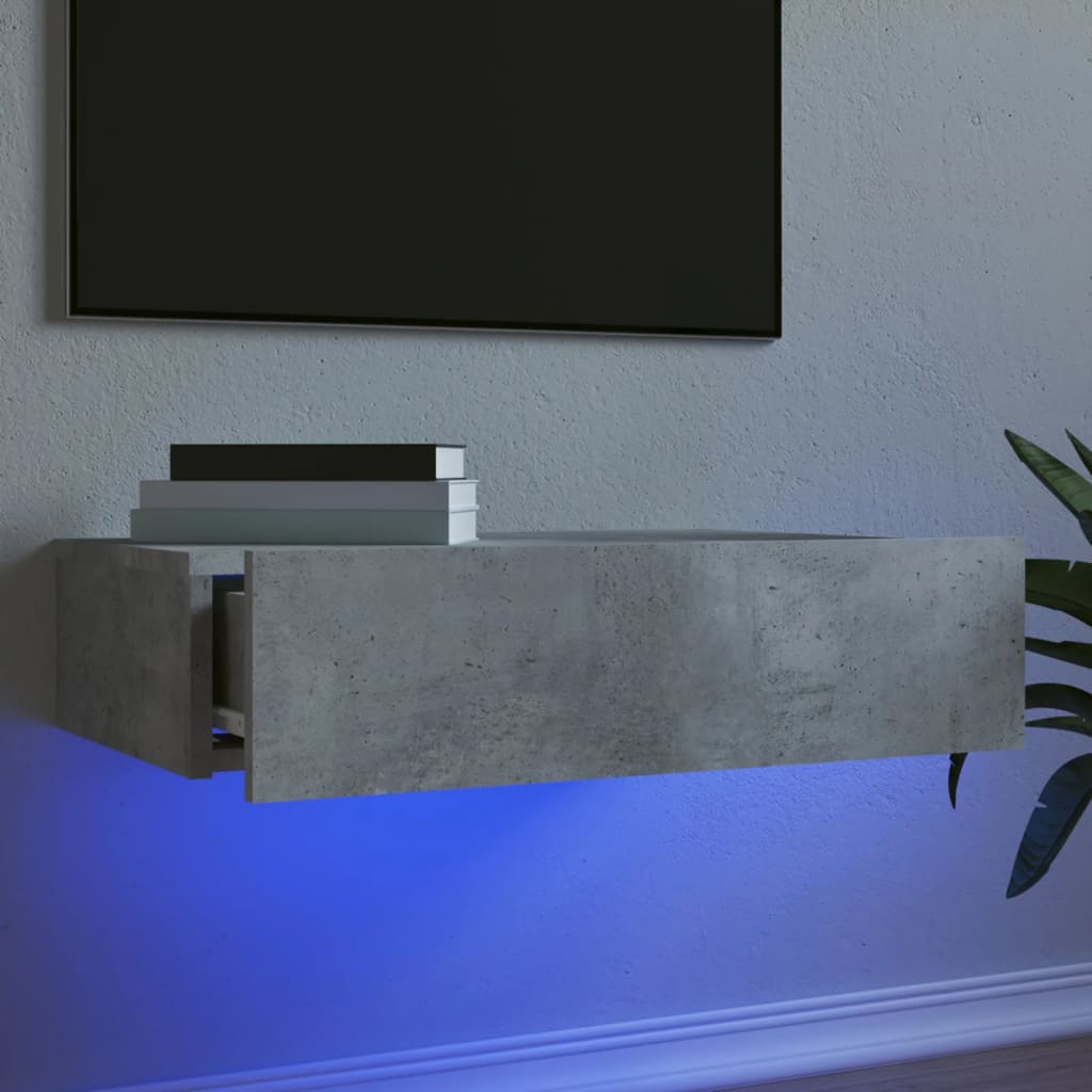 Tv-meubel met LED-verlichting 60x35x15,5 cm betongrijs 60 x 35 x 15.5 cm Betongrijs