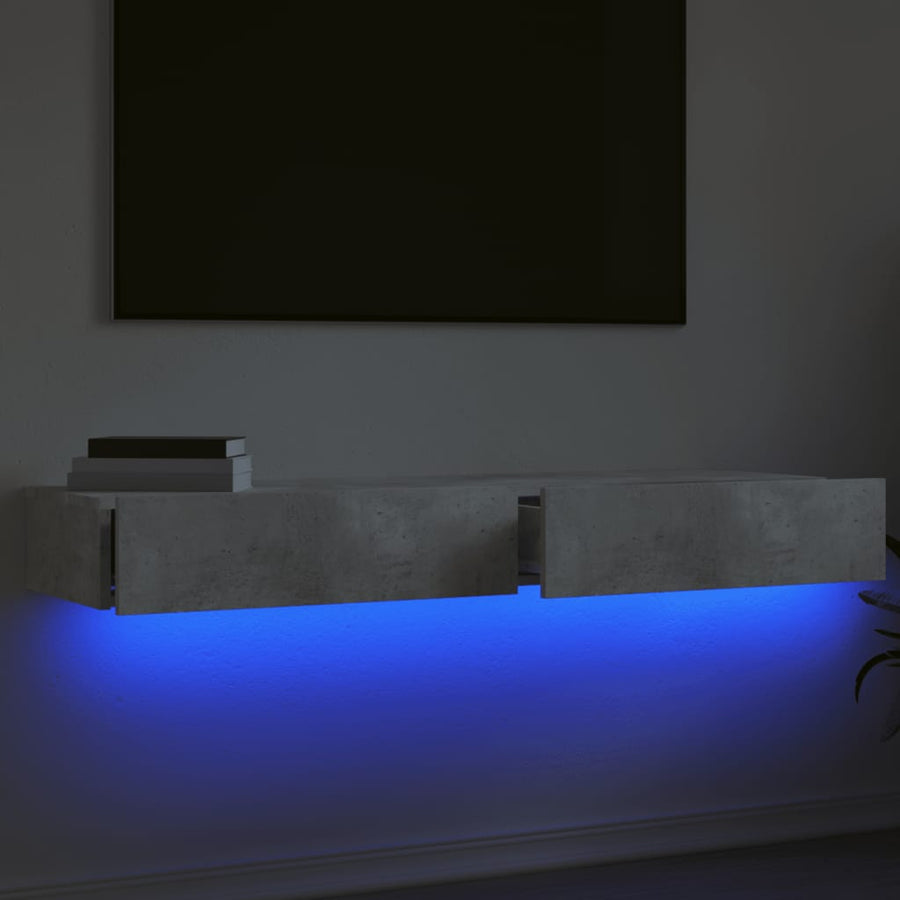 Tv-meubels met LED-verlichting 2 st 60x35x15,5 cm betongrijs 2 60 x 35 x 15.5 cm Betongrijs
