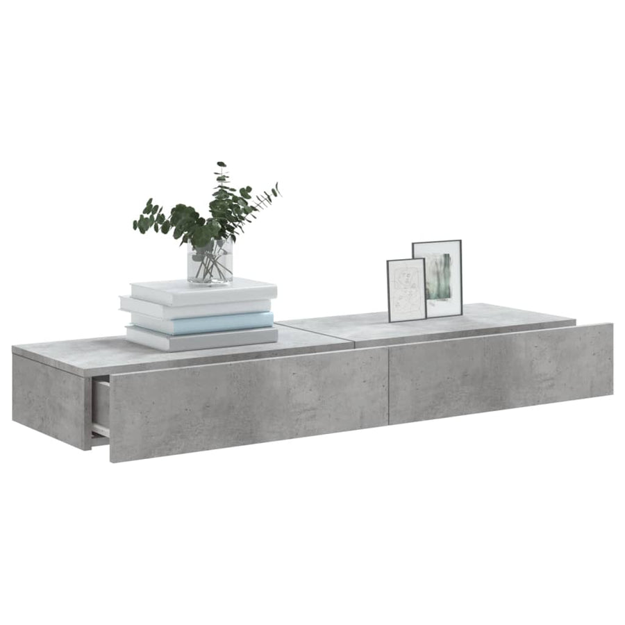 Tv-meubels met LED-verlichting 2 st 60x35x15,5 cm betongrijs 2 60 x 35 x 15.5 cm Betongrijs