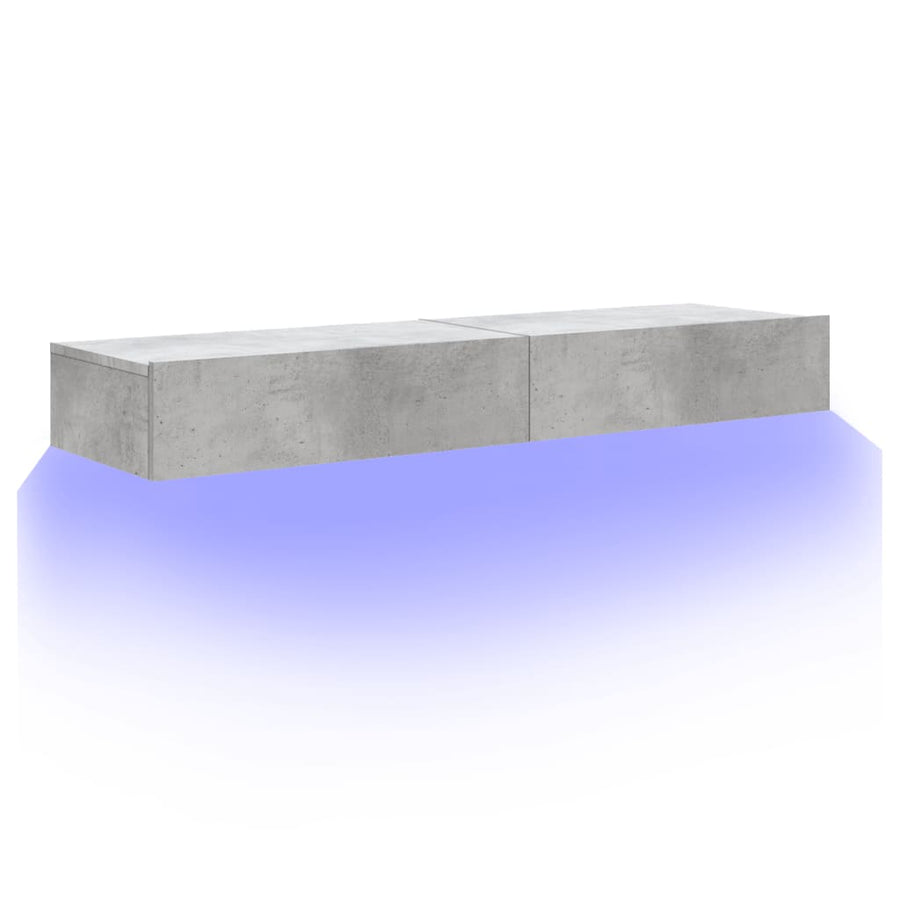 Tv-meubels met LED-verlichting 2 st 60x35x15,5 cm betongrijs 2 60 x 35 x 15.5 cm Betongrijs