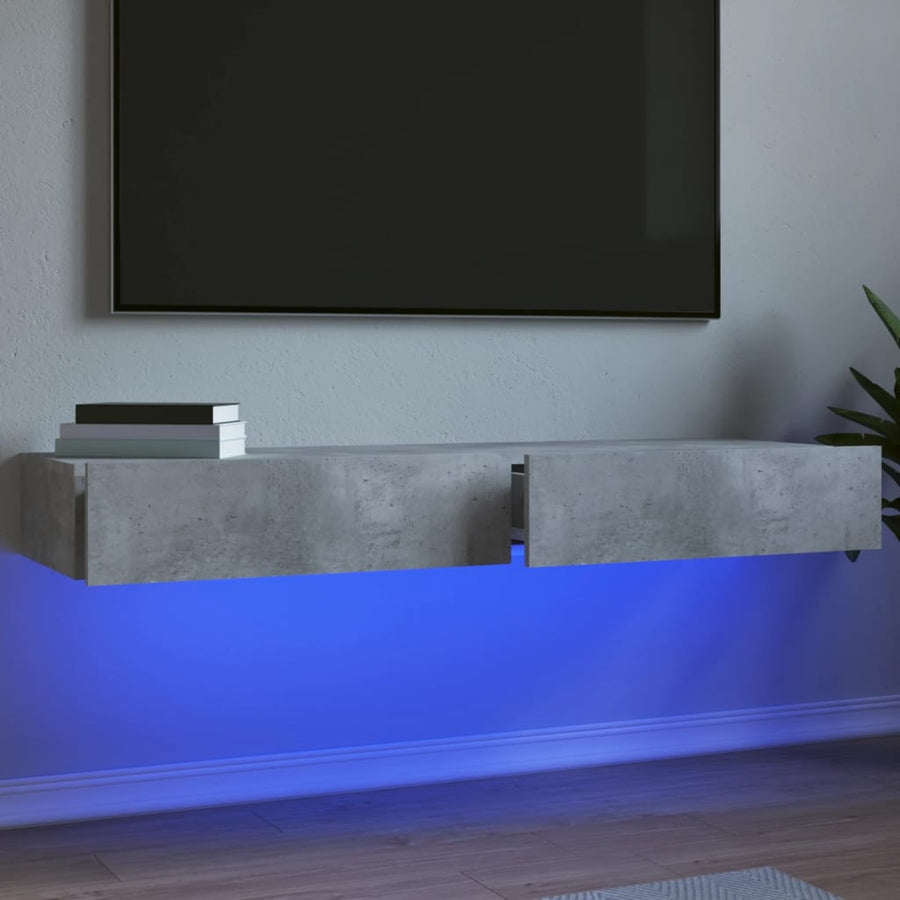 Tv-meubels met LED-verlichting 2 st 60x35x15,5 cm betongrijs 2 60 x 35 x 15.5 cm Betongrijs