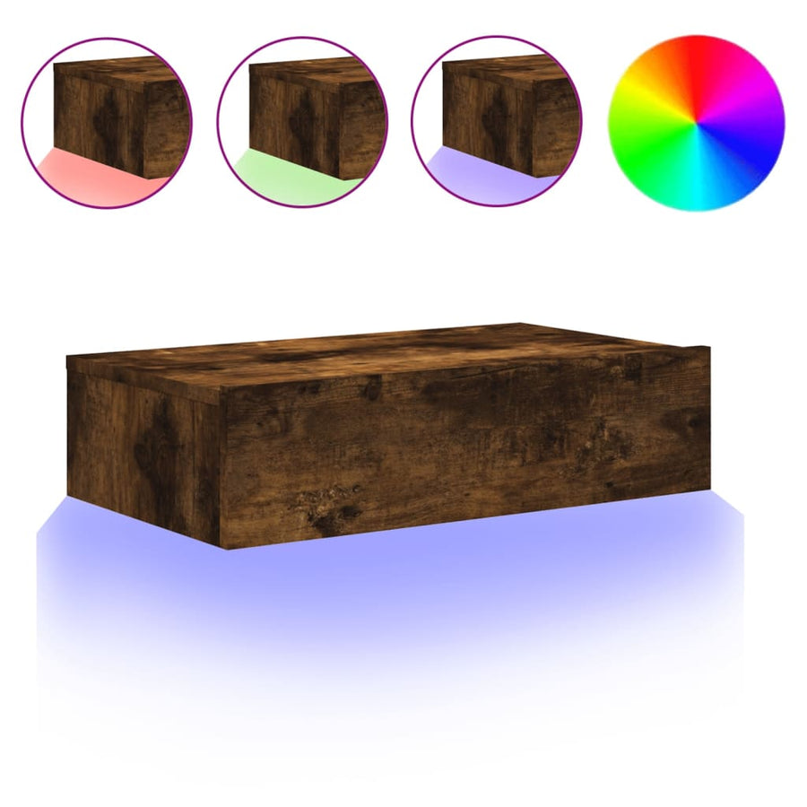 Tv-meubel met LED-verlichting 60x35x15,5 cm gerookt eikenkleur 1 60 x 35 x 15.5 cm Gerookt eiken