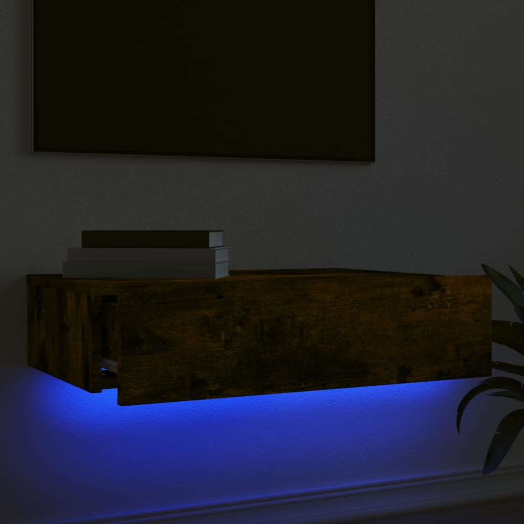 Tv-meubel met LED-verlichting 60x35x15,5 cm gerookt eikenkleur 1 60 x 35 x 15.5 cm Gerookt eiken