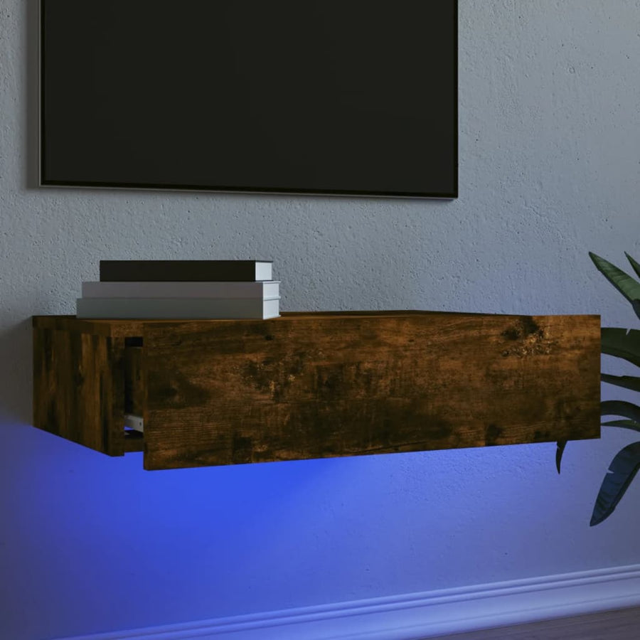 Tv-meubel met LED-verlichting 60x35x15,5 cm gerookt eikenkleur 1 60 x 35 x 15.5 cm Gerookt eiken