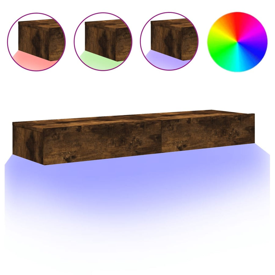 Tv-meubels 2 st met LED 60x35x15,5 cm gerookt eikenkleur 2 60 x 35 x 15.5 cm Gerookt eiken