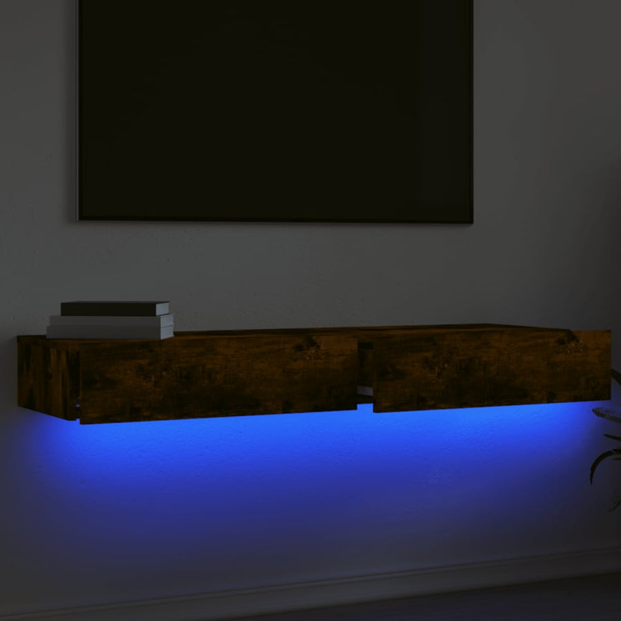 Tv-meubels 2 st met LED 60x35x15,5 cm gerookt eikenkleur 2 60 x 35 x 15.5 cm Gerookt eiken