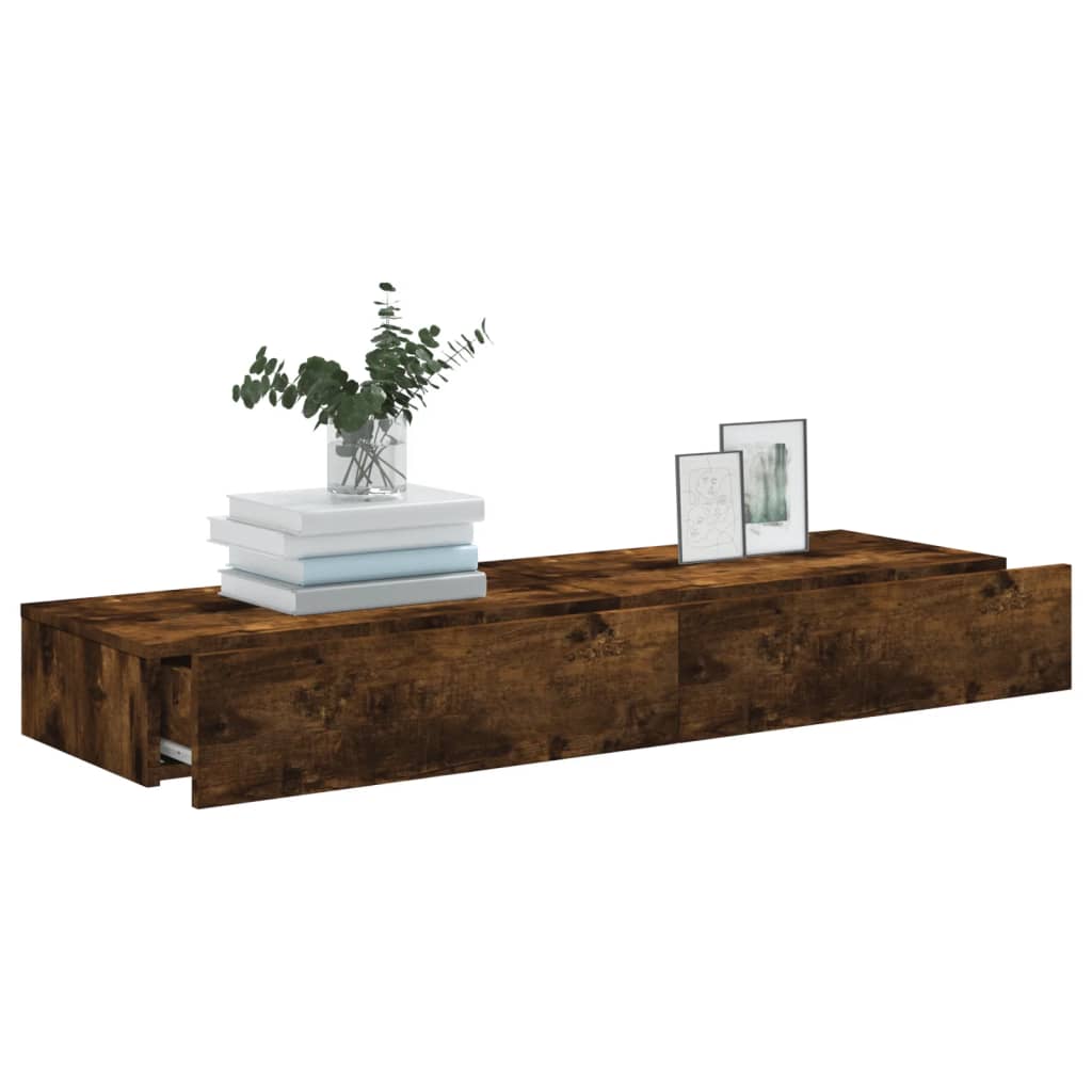 Tv-meubels 2 st met LED 60x35x15,5 cm gerookt eikenkleur 2 60 x 35 x 15.5 cm Gerookt eiken