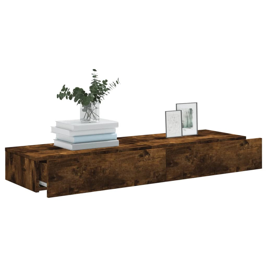 Tv-meubels 2 st met LED 60x35x15,5 cm gerookt eikenkleur 2 60 x 35 x 15.5 cm Gerookt eiken