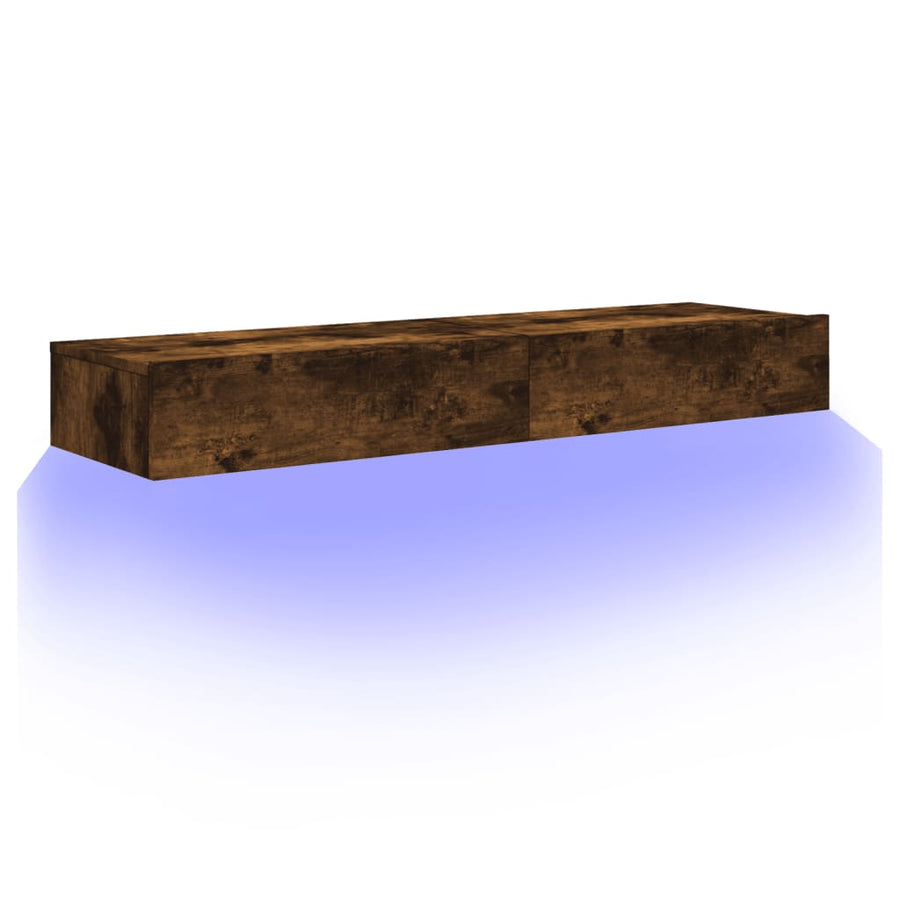 Tv-meubels 2 st met LED 60x35x15,5 cm gerookt eikenkleur 2 60 x 35 x 15.5 cm Gerookt eiken