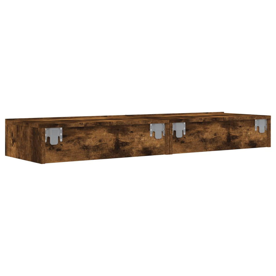 Tv-meubels 2 st met LED 60x35x15,5 cm gerookt eikenkleur 2 60 x 35 x 15.5 cm Gerookt eiken