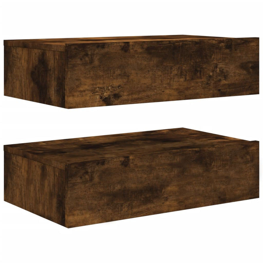 Tv-meubels 2 st met LED 60x35x15,5 cm gerookt eikenkleur 2 60 x 35 x 15.5 cm Gerookt eiken