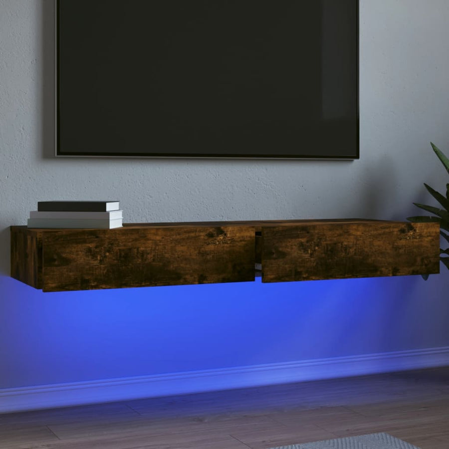 Tv-meubels 2 st met LED 60x35x15,5 cm gerookt eikenkleur 2 60 x 35 x 15.5 cm Gerookt eiken