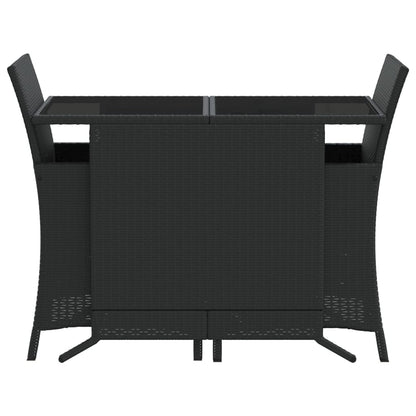 3-Delige Bistroset Met Kussens Poly Rattan Zwart