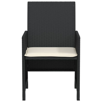 3-Delige Bistroset Met Kussens Poly Rattan Zwart