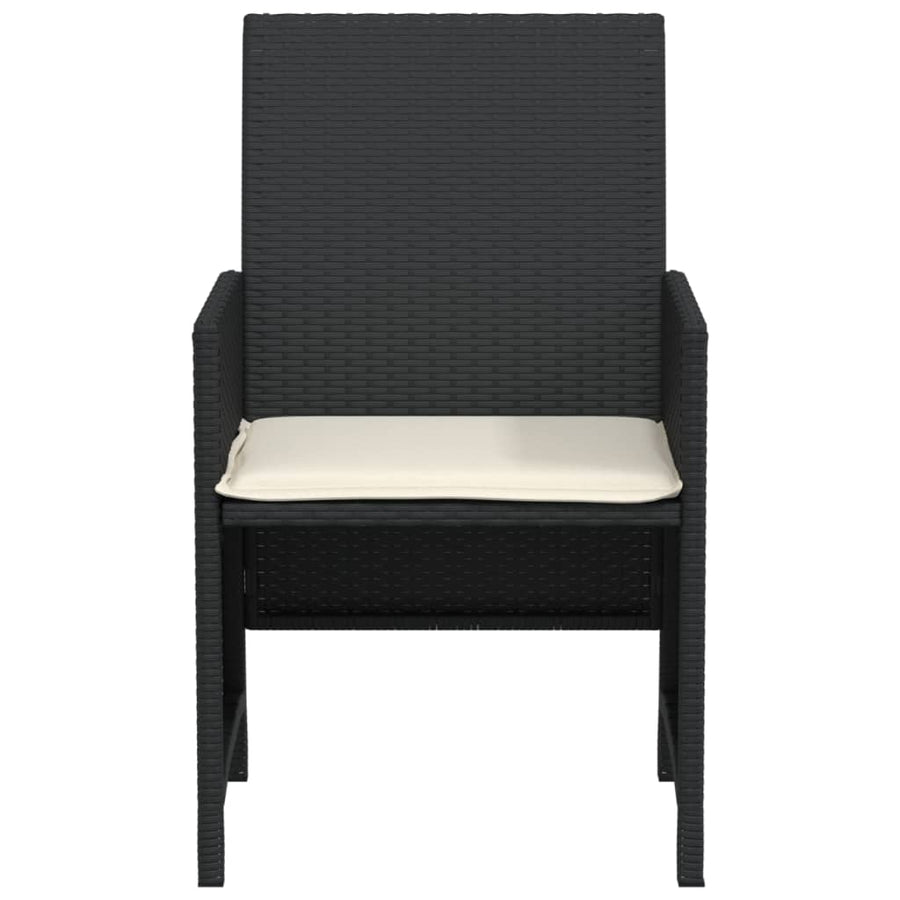 3-Delige Bistroset Met Kussens Poly Rattan Zwart