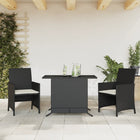 3-Delige Bistroset Met Kussens Poly Rattan Zwart