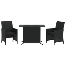 3-Delige Bistroset Met Kussens Poly Rattan Zwart