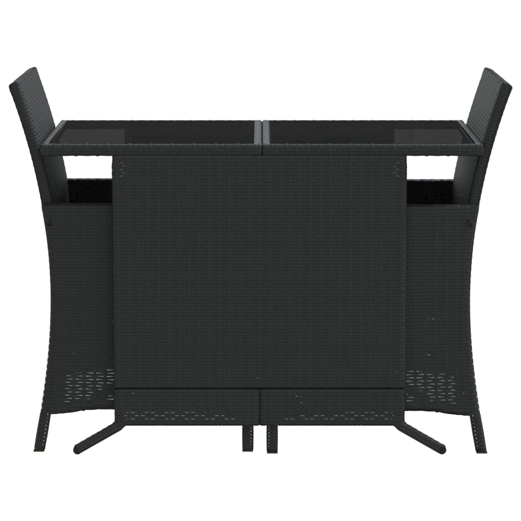 3-Delige Bistroset Met Kussens Poly Rattan Zwart