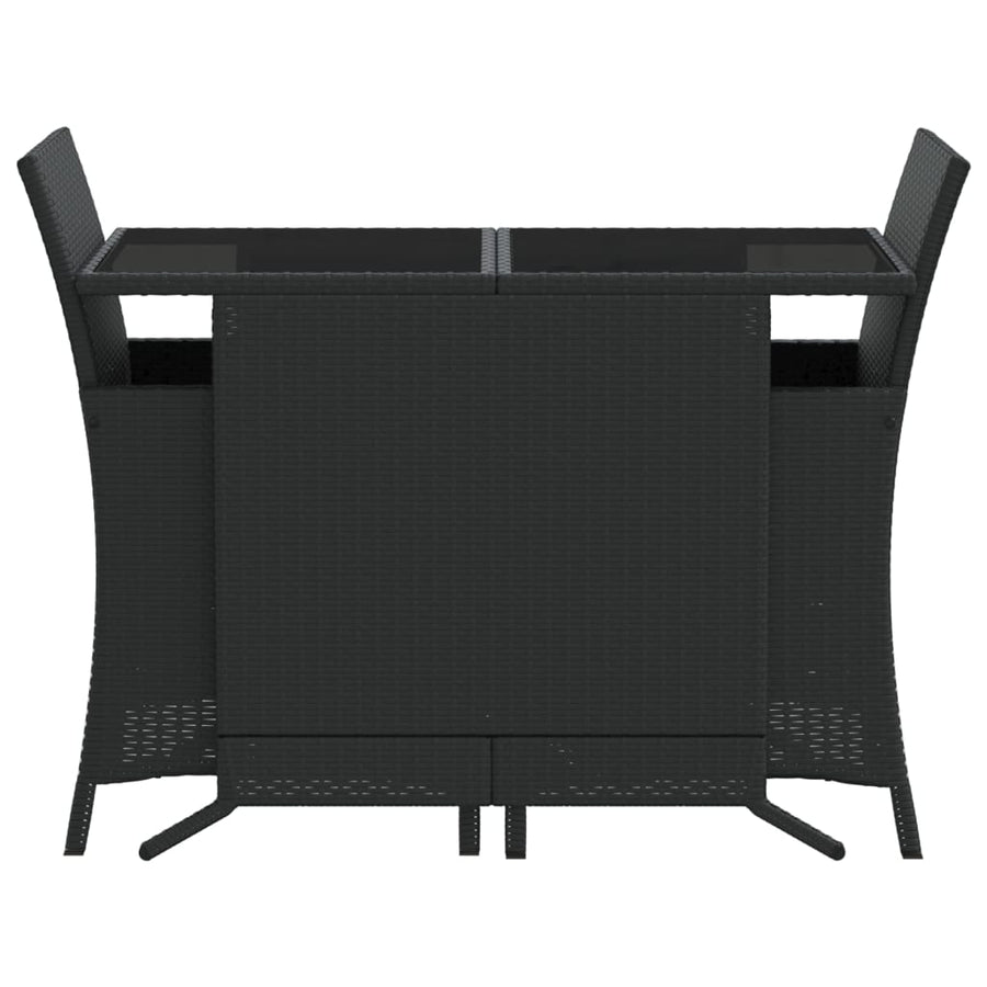 3-Delige Bistroset Met Kussens Poly Rattan Zwart