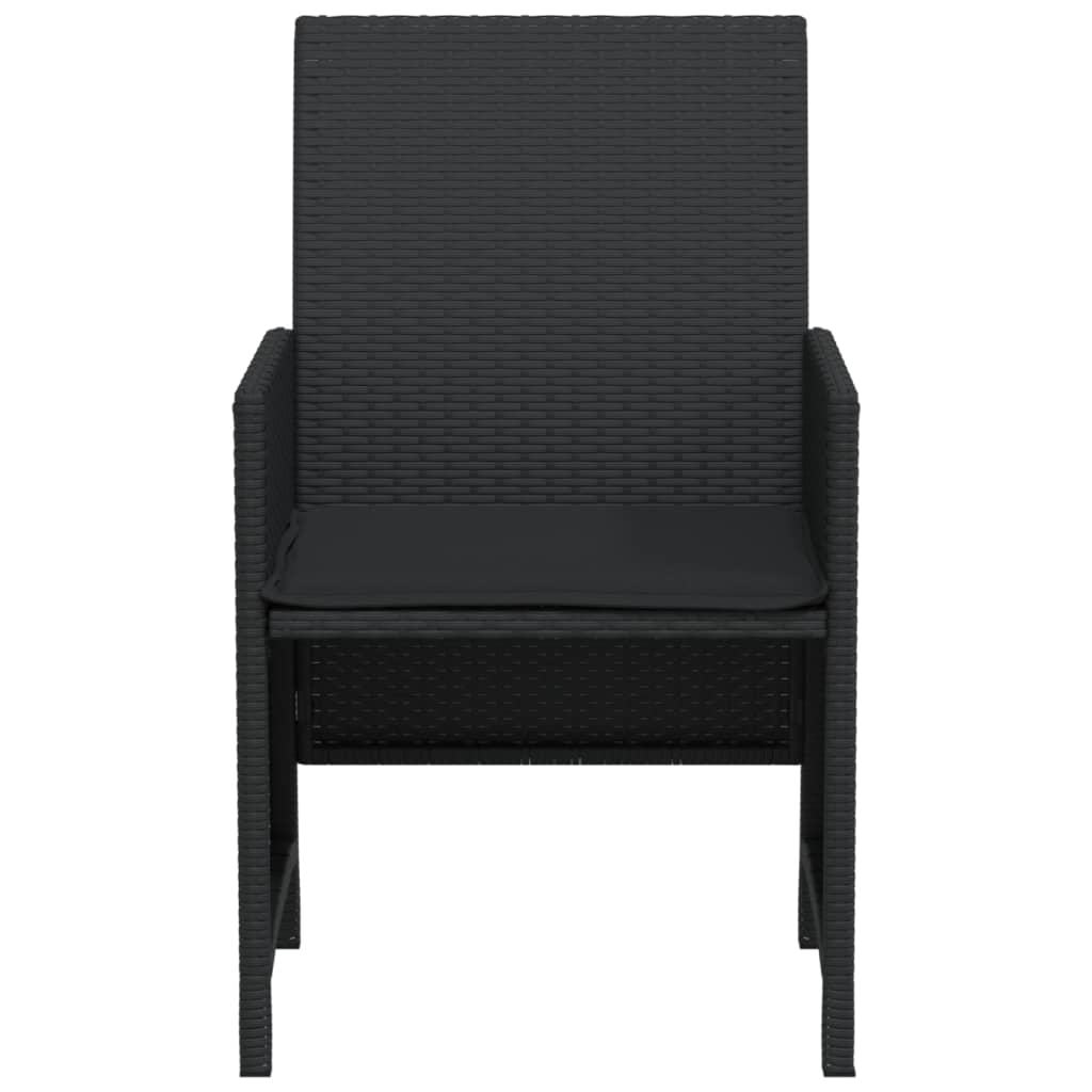3-Delige Bistroset Met Kussens Poly Rattan Zwart