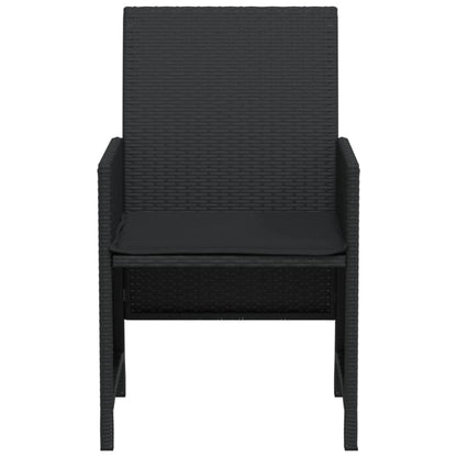 3-Delige Bistroset Met Kussens Poly Rattan Zwart
