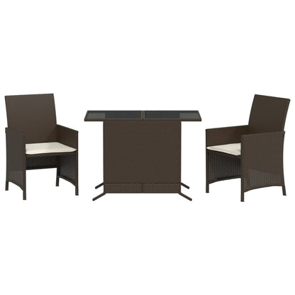 3-Delige Bistroset Met Kussens Poly Rattan Bruin
