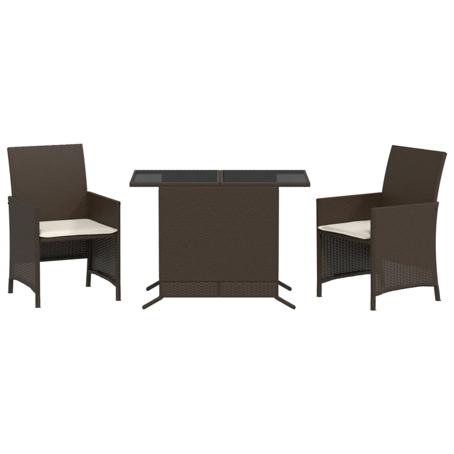 3-Delige Bistroset Met Kussens Poly Rattan Bruin