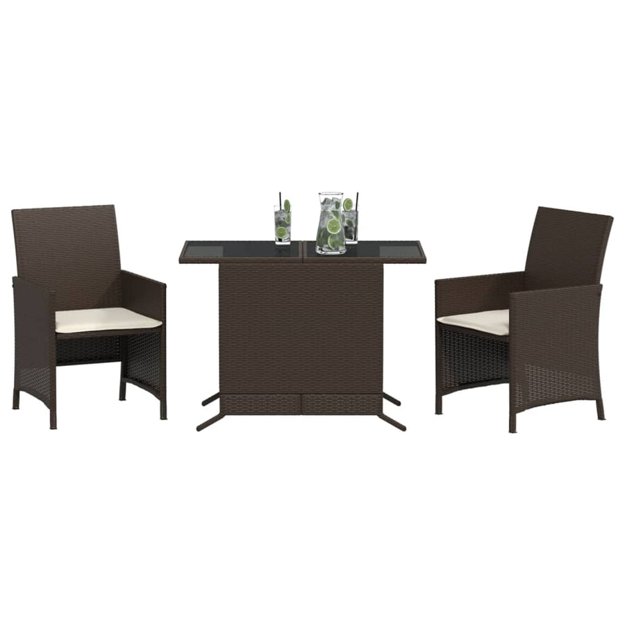 3-Delige Bistroset Met Kussens Poly Rattan Bruin