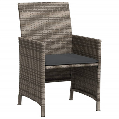 3-Delige Bistroset Met Kussens Poly Rattan Grijs