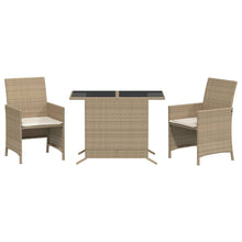 3-Delige Bistroset Met Kussens Poly Rattan Beige