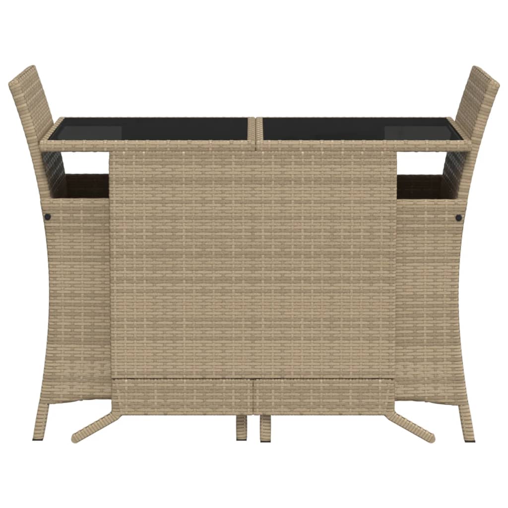 3-Delige Bistroset Met Kussens Poly Rattan Beige