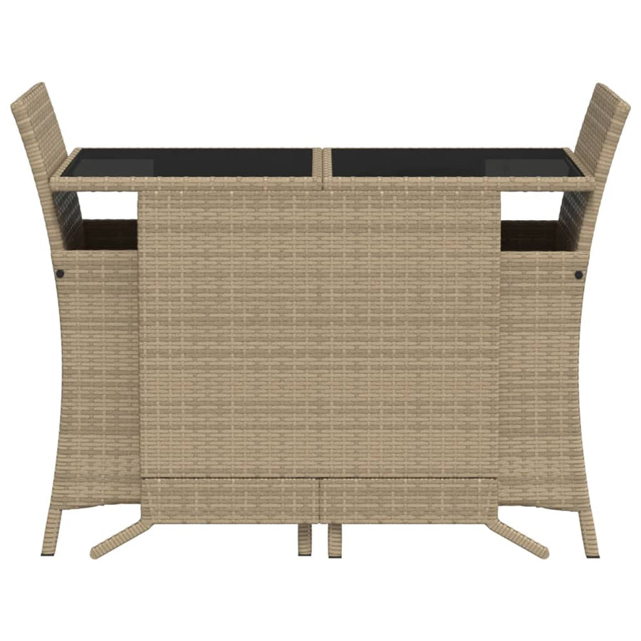 3-Delige Bistroset Met Kussens Poly Rattan Beige
