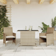 3-piece Bistro Set with Cushions Poly Rattan Beige