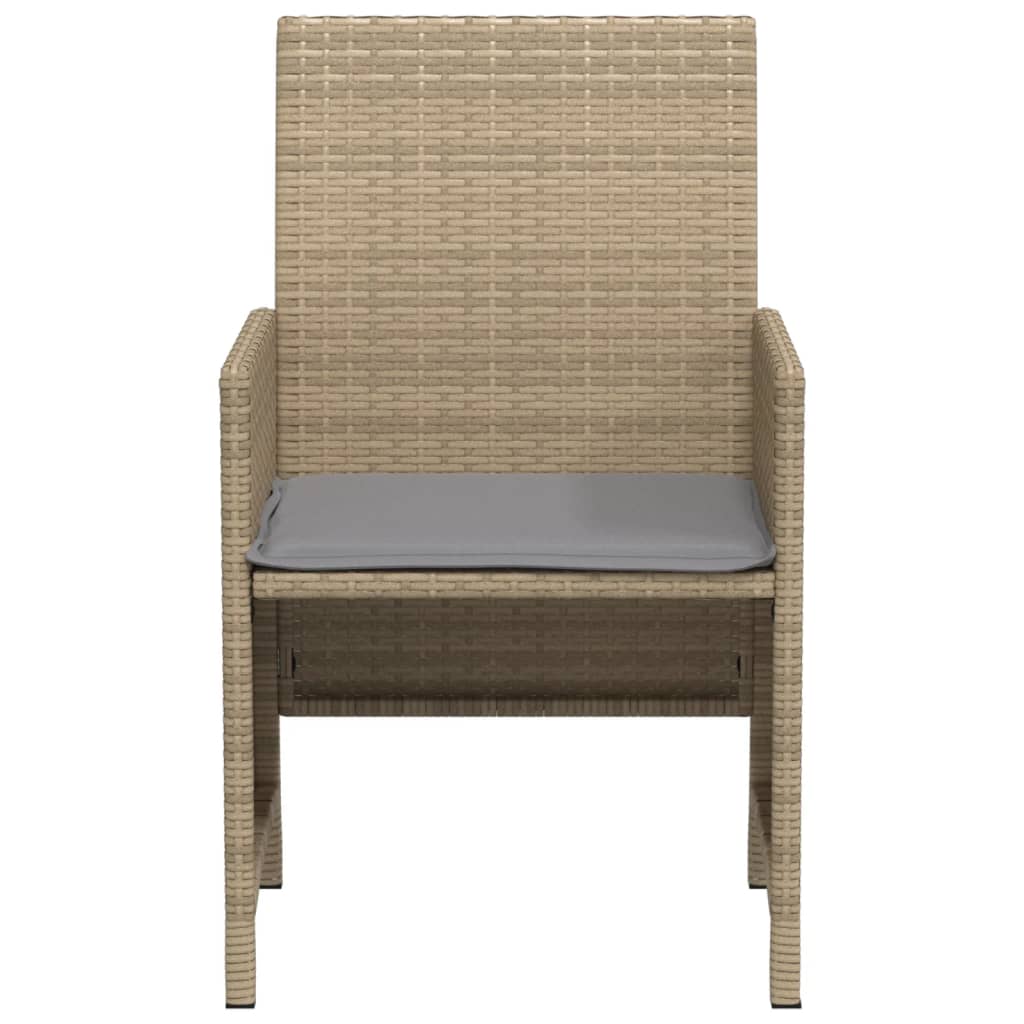 3-Delige Bistroset Met Kussens Poly Rattan Gemengd Beige