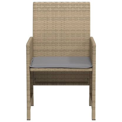 3-Delige Bistroset Met Kussens Poly Rattan Gemengd Beige