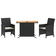 3-Delige Bistroset Met Kussens Poly Rattan Zwart