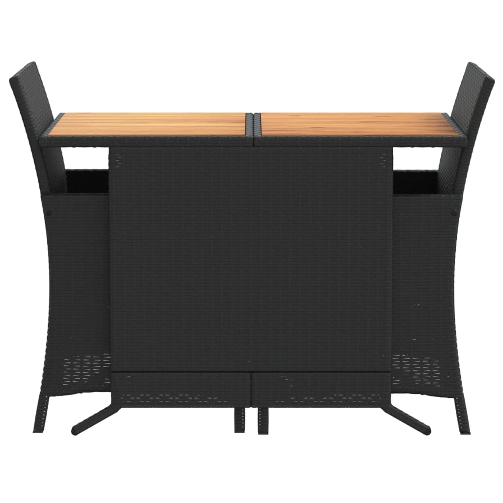 3-Delige Bistroset Met Kussens Poly Rattan Zwart