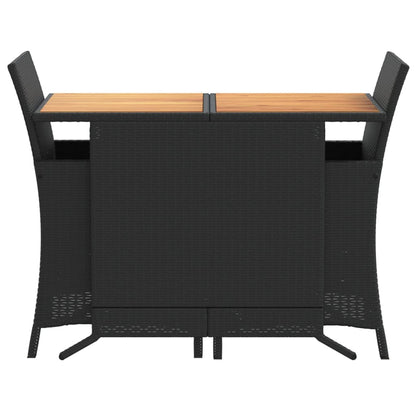 3-Delige Bistroset Met Kussens Poly Rattan Zwart