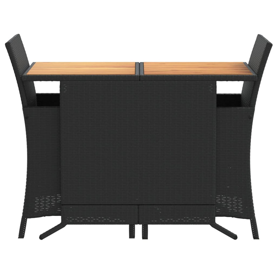 3-Delige Bistroset Met Kussens Poly Rattan Zwart