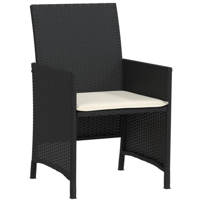 3-Delige Bistroset Met Kussens Poly Rattan Zwart