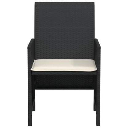 3-Delige Bistroset Met Kussens Poly Rattan Zwart
