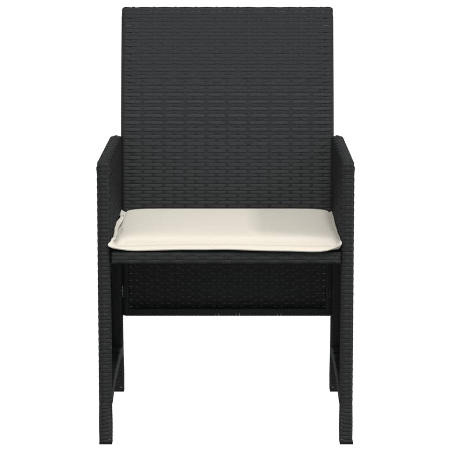 3-Delige Bistroset Met Kussens Poly Rattan Zwart